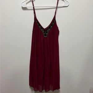 Express Burgundy Mini Dress with Black/Geo Beading